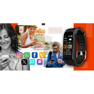 8. Smartwatch GIEWONT Czarno Pomarańczowy 2 Paski GW200-9