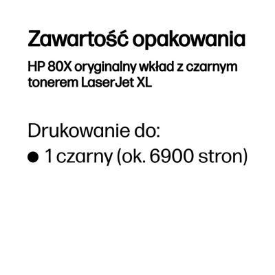 3. HP 80X svart LaserJet-tonerkassett med hög kapacitet, original kaseta z tonerem 1 szt. Oryginalny Czarny
