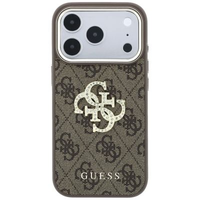 3. Etui Guess 4G & Big Strass Logo na iPhone 18 Pro / 17 Pro - brązowe
