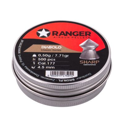 3. Śrut 4,5 mm RANGER Diabolo Classic Sharp Grooved szpic molet. 500 szt. 0,50 g
