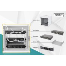 Zestaw sieciowy 10": szafa wisząca 6U, półka, listwa zasilająca, 8-port switch, panel kat.6, szary