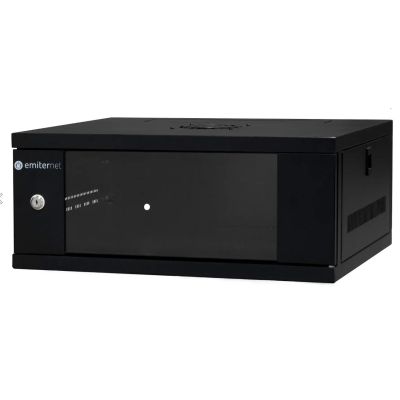 EMITERNET Szafa wisząca lekka niedzielona 19'' 4U, drzwi blacha/szkło, 550×450×230mm szer./gł./wys. EM/SH02B5404-08
