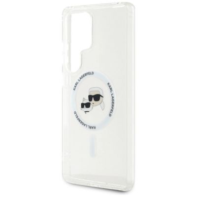 6. Etui Karl Lagerfeld Button Karl & Choupette Heads Printed Logo MagSafe Samsung Galaxy S25 Ultra biały