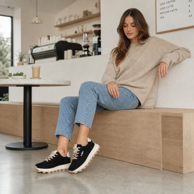 9. Skórzane półbuty sneakersy na platformie czarne Filippo DP7498