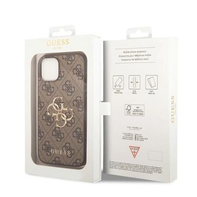 8. Etui Guess 4G Big Metal Logo do iPhone 15 - brązowe