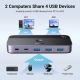 2. Przełącznik switch Ugreen CM662 USB 3.0 switch 2-in-4 + 2x kabel USB-A - czarny