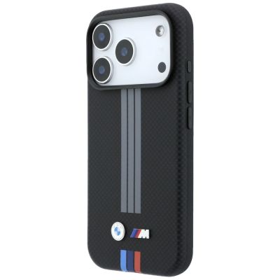 2. Etui BMW M Quadrille Kevlar Anthracite & Tricolor Print Lines MagSafe na iPhone 18 Pro Max / 17 Pro Max - czarne