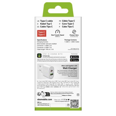2. Kabel SBS TECABLETCC10W USB-C - USB-C Power Delivery 25W 1 m - biały