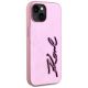 4. Etui Karl Lagerfeld Wrinkled Metal Signature na iPhone 15 - różowe