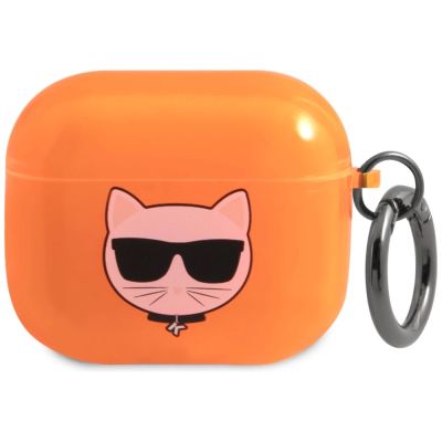 Etui Karl Lagerfeld Choupette na AirPods 3 - pomarańczowe