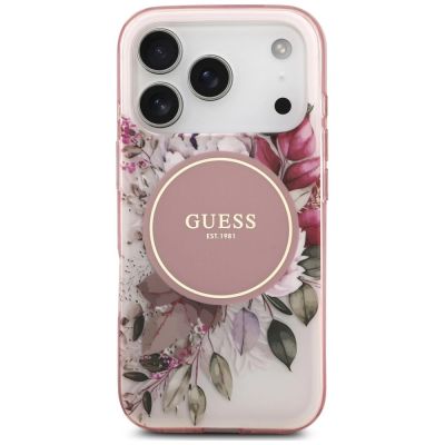 3. Etui Guess IML Flower & Tonal Circle MagSafe na iPhone 18 Pro / 17 Pro - różowe