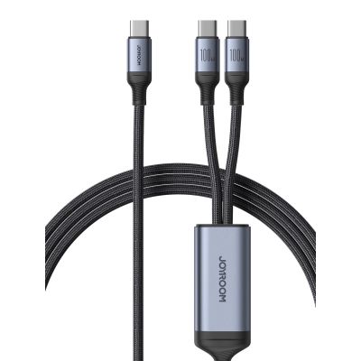 11. Kabel Joyroom Speedy Series S-A21 2w1 USB-C - USB-C / USB-C 100W 1.5m - czarny