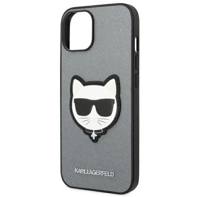 6. Etui Karl Lagerfeld Saffiano Choupette Head Patch na iPhone 14 Plus - srebrne