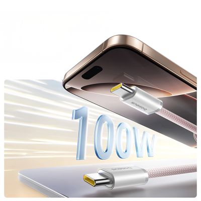 7. Kabel Baseus Dynamic 4 Pro 100W USB-C - USB-C 1m - różowy
