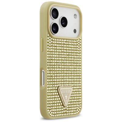 4. Etui Guess Rhinestone Triangle Logo na iPhone 17 Pro - złote