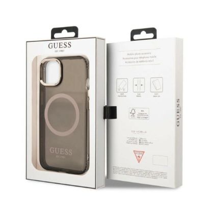 8. Etui Guess Gold Outline Translucent MagSafe na iPhone 13 - czarne