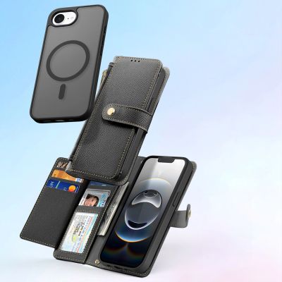 4. Etui skórzane Dux Ducis Lawa na iPhone 16e / 17e z odłączanym portfelem magnetycznym - czarne