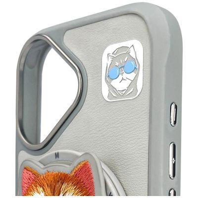 9. Etui Nimmy Glasses Cool Cat MagSafe na iPhone 16 - szare