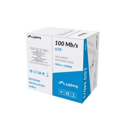 3. LANBERG KABEL LAN UTP 100MB/S 305M DRUT CCA SZARY