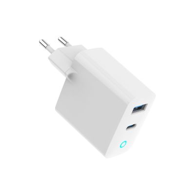 2. GEMBIRD 2-PORTOWA SZYBKA ŁADOWARKA SIECIOWA GAN (PD) USB (A+C), 30W, LED, BIAŁA