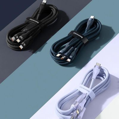 13. Baseus Flash Series II kabel USB Typ C / USB Typ C / Lightning / micro USB 100 W 1,5 m niebieski (CASS030203)
