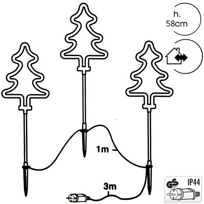 3. LAMPKI DEKORACYJNE ZEW ŚCIEŻKA STICK 3SZT CHOINKA NEON