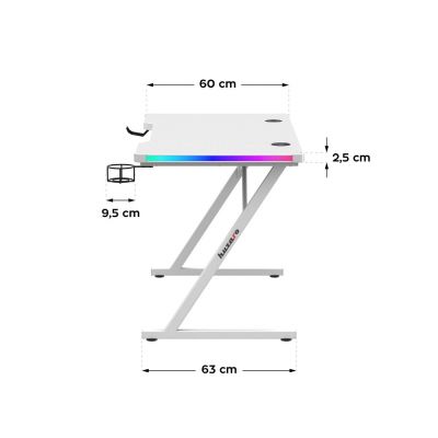 5. Biurko gamingowe Huzaro Hero 2.5 White RGB