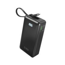 Powerbank SBS 10000 mAh 20W z wbudowanym kablem USB-C i wyświetlaczem cyfrowym - czarny