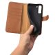 10. iCarer Haitang Leather Wallet Case skórzane etui do Samsung Galaxy S22+ (S22 Plus) portfel obudowa pokrowiec brązowy (AKSM05BN)