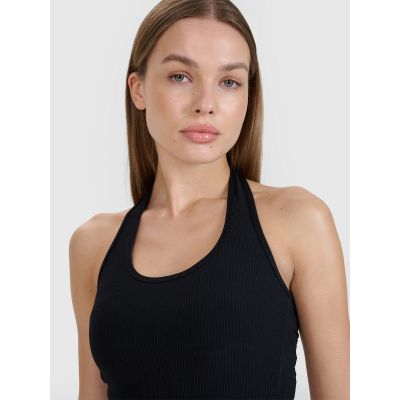 3. Crop top slim gładki damski 4F | Anna Lewandowska 4F 4FALSSS25TSLEF215-20S