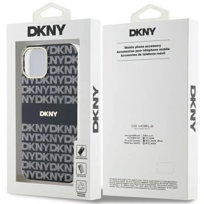 8. Etui DKNY IML Mono & Stripe MagSafe na iPhone 15 / 14 / 13 - czarne