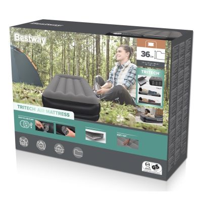 32. Bestway 671BT dmuchany materac Pojedynczy materac Czarny, Szary Unisex