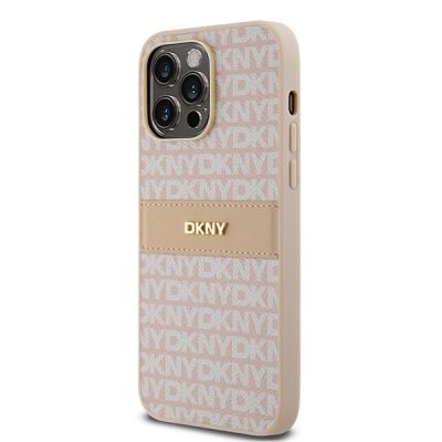 2. Etui DKNY Leather Mono Stripe & Metal Logo na iPhone 14 Pro - różowe