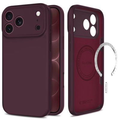 Etui Tech-Protect Silicone MagSafe na iPhone 18 Pro / 17 Pro - burgundowe