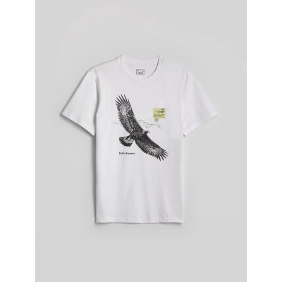 5. T-shirt regular z nadrukiem męski 4F 4FKAW26TTSHM4499-10S