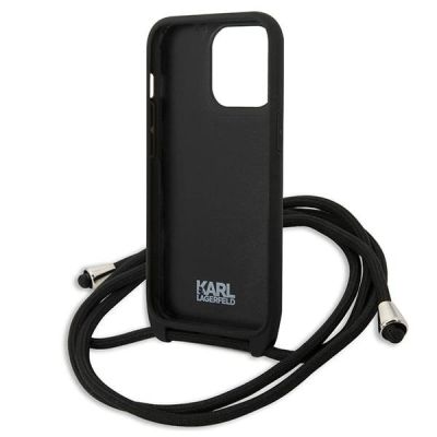 6. Etui Karl Lagerfeld Leather Monogram Patch and Cord Iconik na iPhone 13 Pro / 13 - czarne