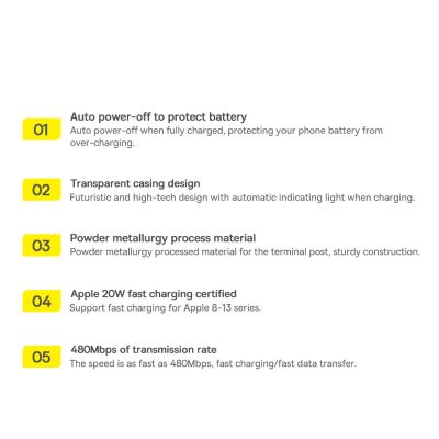 23. Kabel Baseus CATS000003 Lightning - USB-C 20W 480Mb/s 1m - niebieski