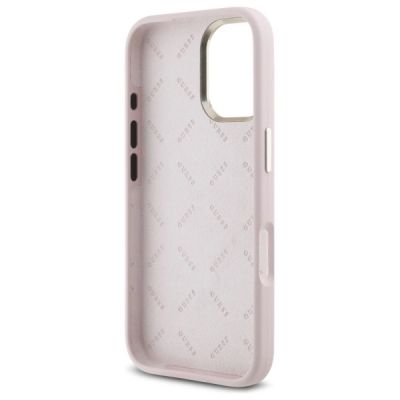 7. Etui Guess Silicone Logo Strass 4G na iPhone 16 - jasnoróżowe