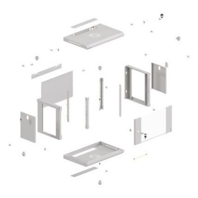 8. Szafa instalacyjna rack wisząca 19" 6U 540x350 szara drzwi przeszklone Lanberg (Flat Pack)