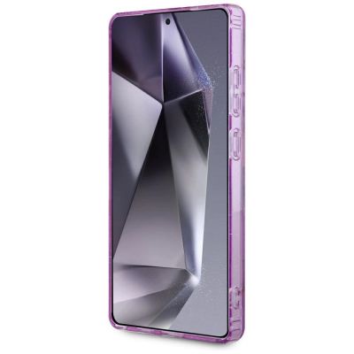 5. Etui Guess Glitter Flowers Triangle Buttons MagSafe na Samsung Galaxy S25 Ultra - fioletowe