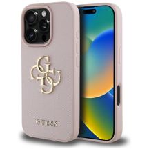 Etui Guess Grained Big 4G Logo Small Classic Logo na iPhone 16 Pro - różowe