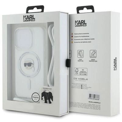 7. Etui Karl Lagerfeld Crossbody IML Karl Head MagSafe na iPhone 15 Pro Max - przezroczyste