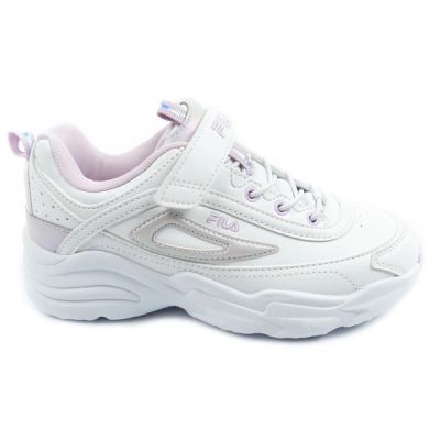 11. Fila Skye V buty sportowe dziecięce dla dziewczynki na rzep białe