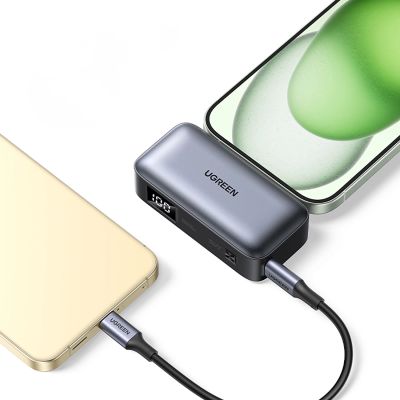 4. Powerbank Ugreen PB503 5000mAh z portem USB-C i zintegrowanym złączem USB-C - szary