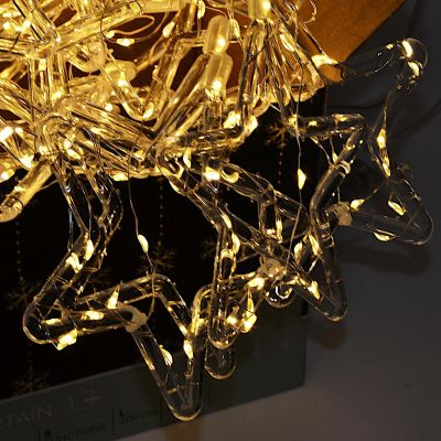 6. LAMPKI CHOINKOWE KURTYNA ŚWIETLNA 200x200 CM 415LED CIEPŁY BIAŁY GWIAZDKI