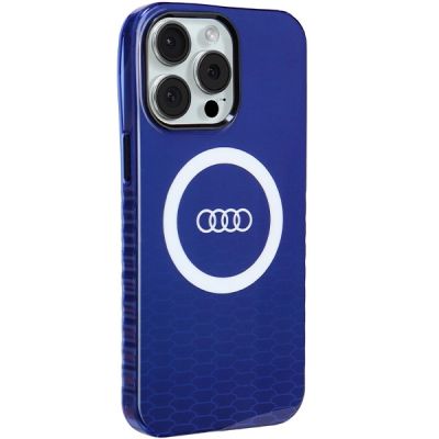 6. Etui Audi IML Big Logo MagSafe na iPhone 15 Pro Max - niebieskie