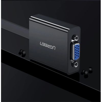 13. Ugreen adapter przejściówka HDMI - VGA micro USB / audio 3,5 mm mini jack czarny (40248)