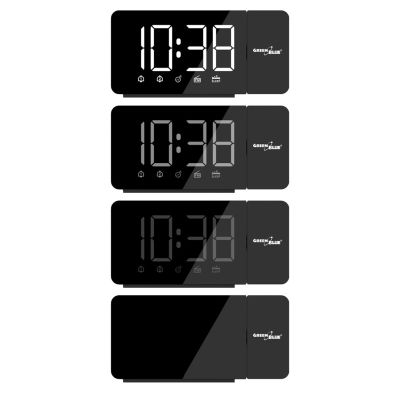 5. GREENBLUE RADIOBUDZIK CYFROWY LED Z PROJEKTOREM GREENBLUE,RADIO FM, ALARM, ZEGAR 12/24, ZASILANIE USB 5V DC + CR2032 GB172