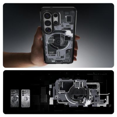 17. Etui Spigen Ultra Hybrid Mag MagSafe na Samsung Galaxy S26 Ultra Zero One - przezroczysto-czarne
