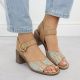 7. Sandały damskie na słupku plecionki beżowe M.Daszyński MR24125-4